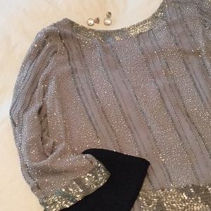 Sequined silver top